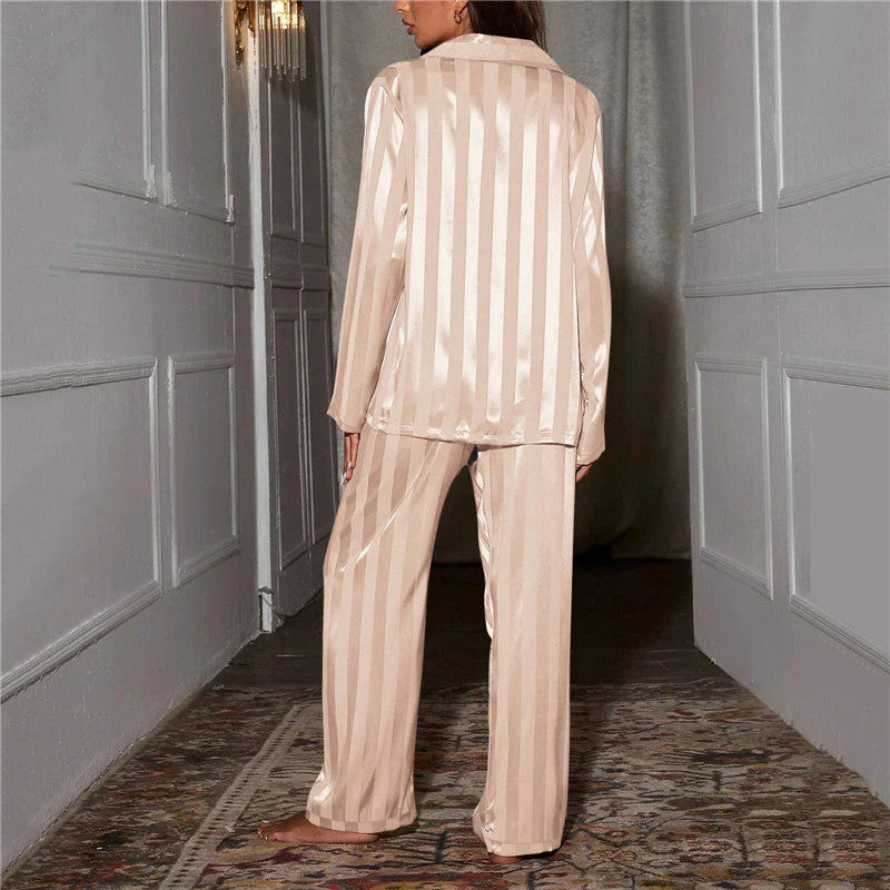 Elegant striped satin pyjama set | Alba Muse