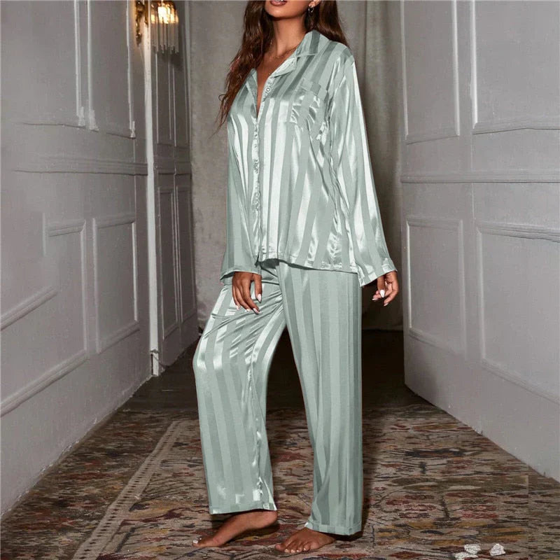 Elegant striped satin pyjama set | Alba Muse