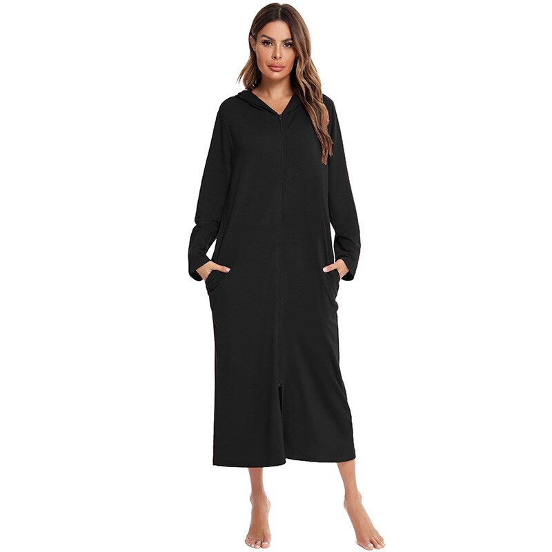 Zip-front hooded cotton-blend robe | Alba Muse