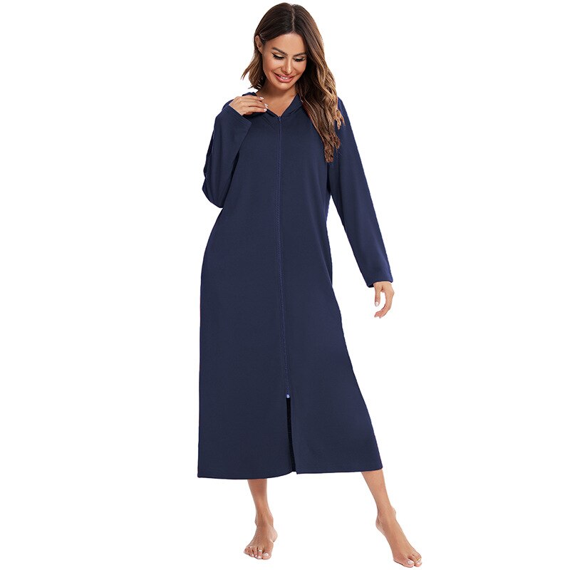 Zip-front hooded cotton-blend robe | Alba Muse