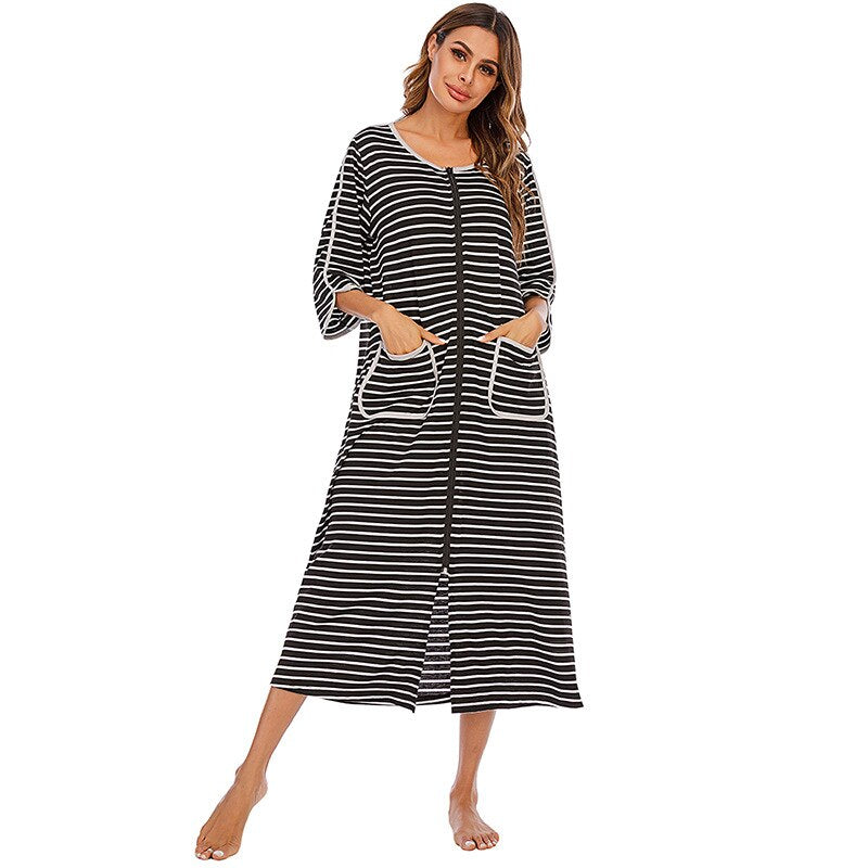Zip-front hooded cotton-blend robe | Alba Muse