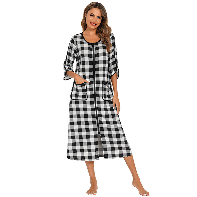 Zip-front hooded cotton-blend robe | Alba Muse