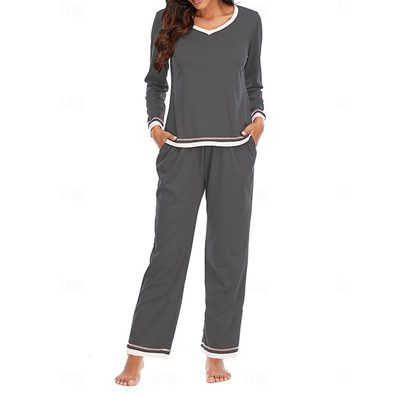 Wine relaxed V-neck Loungewear Set