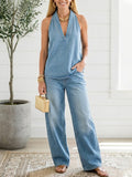 Vintage Washed Denim-Look Co-ord Set