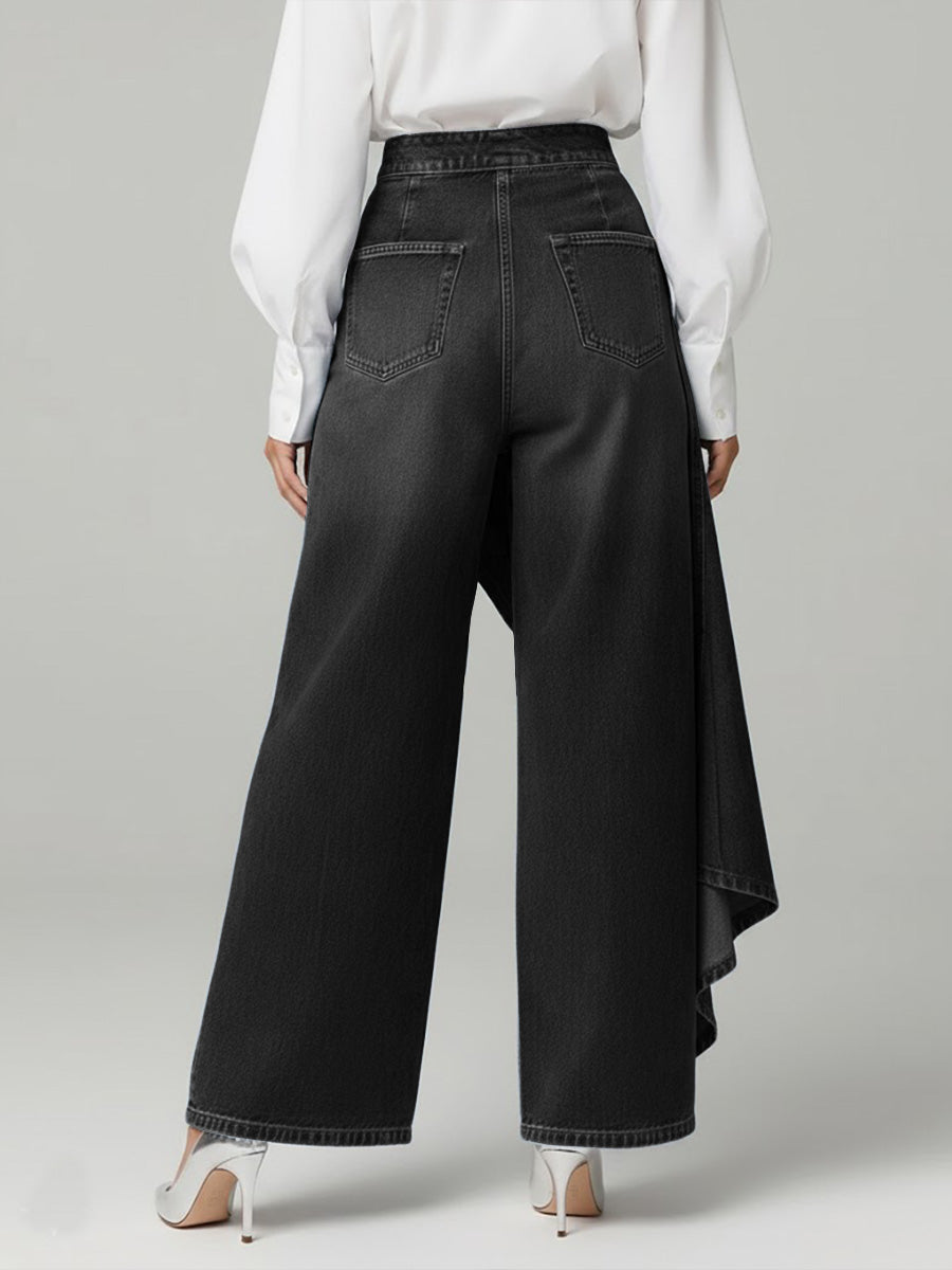 Navy Blue high-waisted wide-leg relaxed-fit Jeans