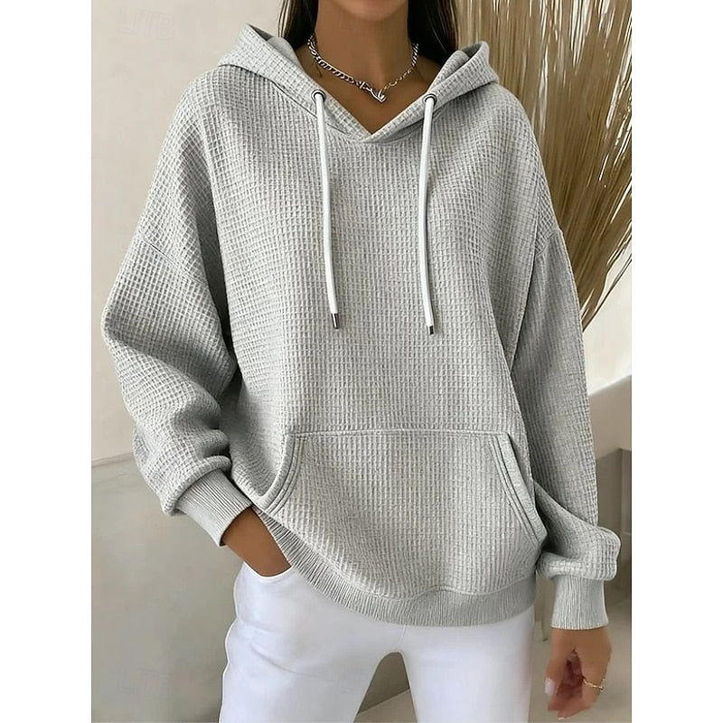 Textured Drawstring Hoodie