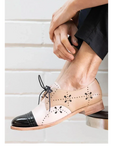 Khaki Mary Jane Wingtip Oxfords, front view