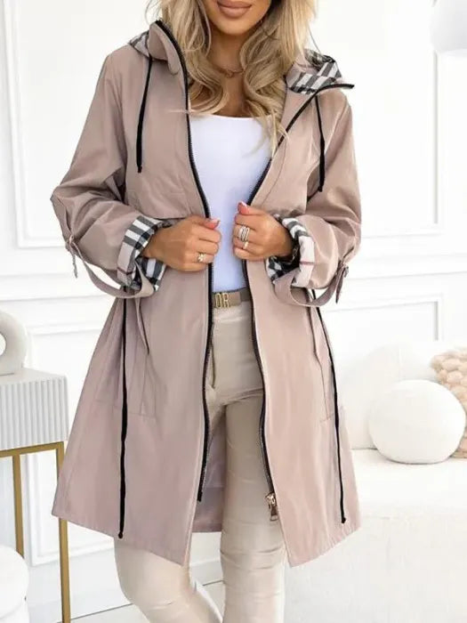 Brown waterproof windbreaker coat
