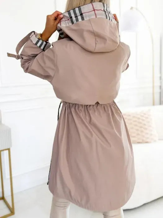 Brown waterproof windbreaker coat