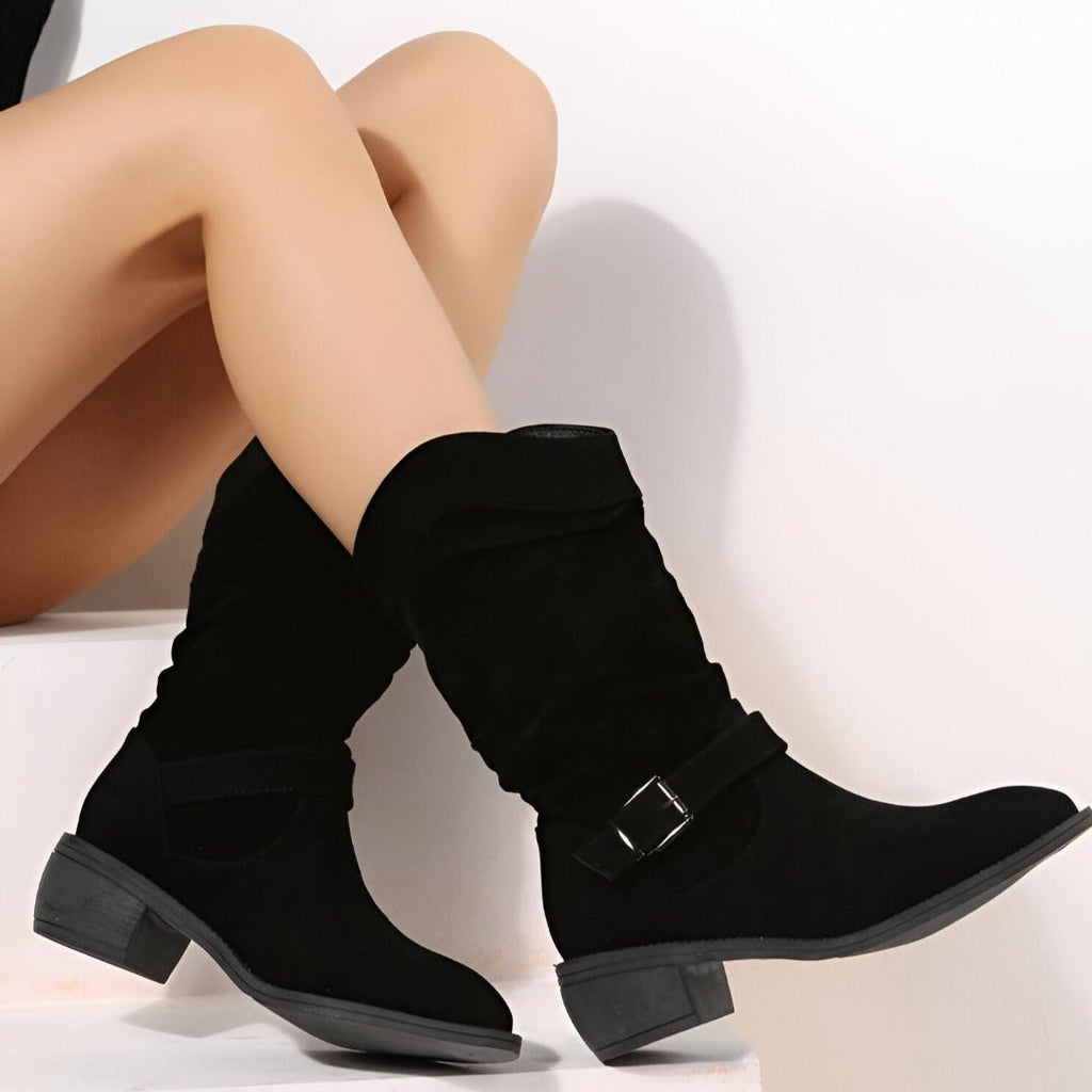 Beige Faux Suede Boots
