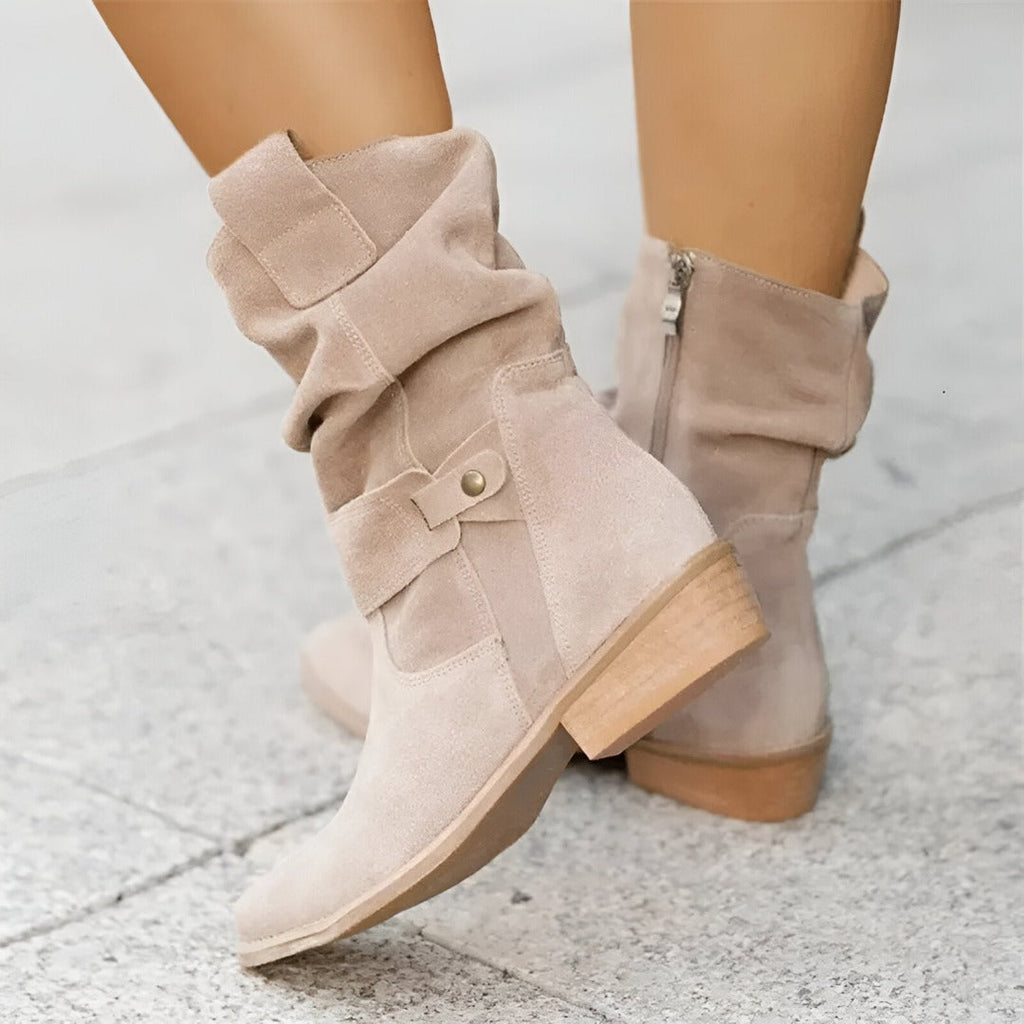 Beige Faux Suede Boots