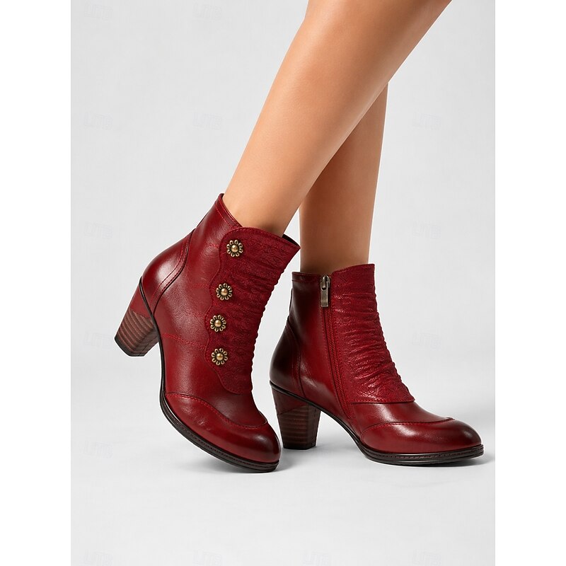 Wine Ankle Boots, front view