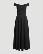 Women's off-shoulder long evening gown, product-only shot