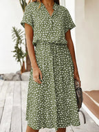 Women's Light Print Flowing Midi Dress full length - Casual Summer Wedding Guest Midi Dress