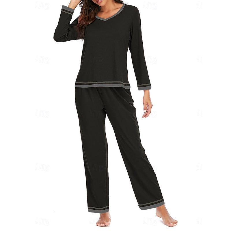 Wine relaxed V-neck Loungewear Set