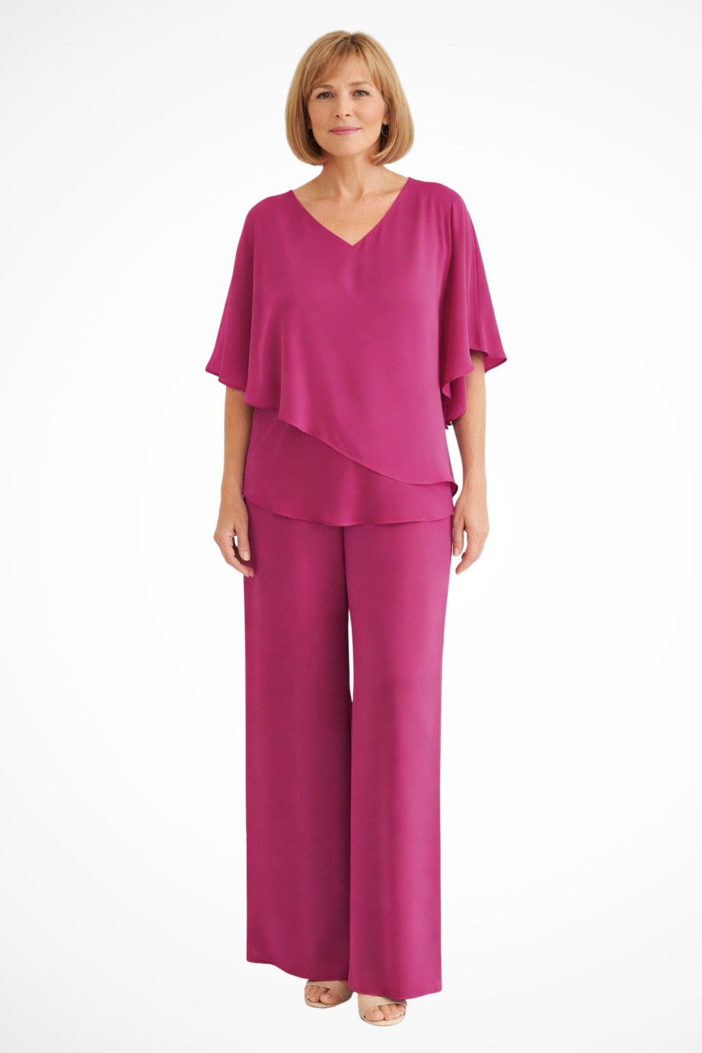 Women's Batwing Sleeve Top and Wide Leg Trousers Set – Casual