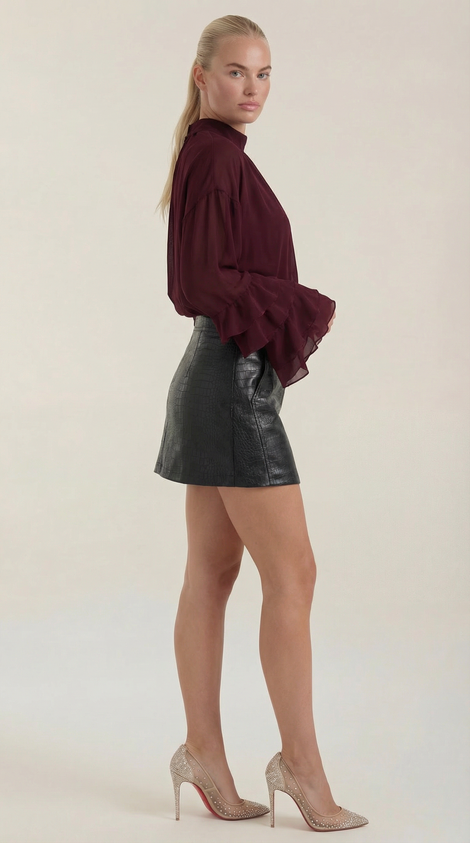 Sue A-line Leather Skirt
