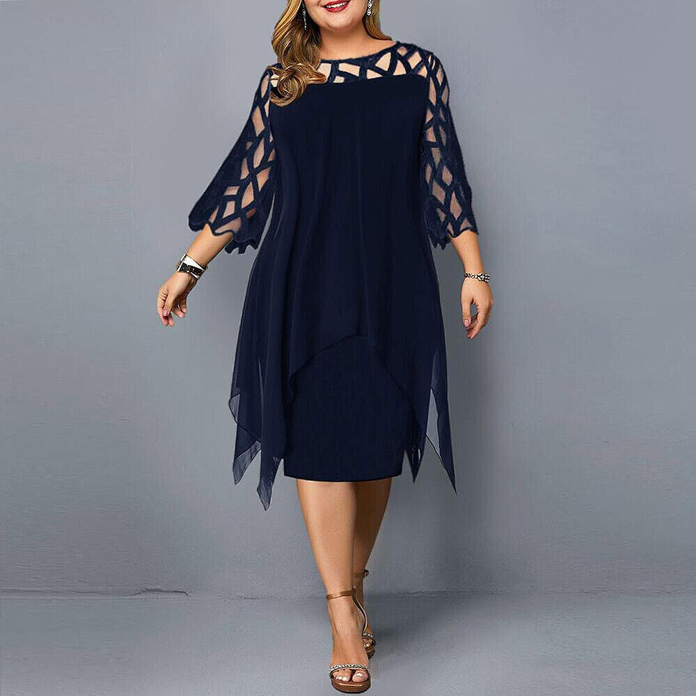 Elegant Plus Size Midi Dress — worn on model