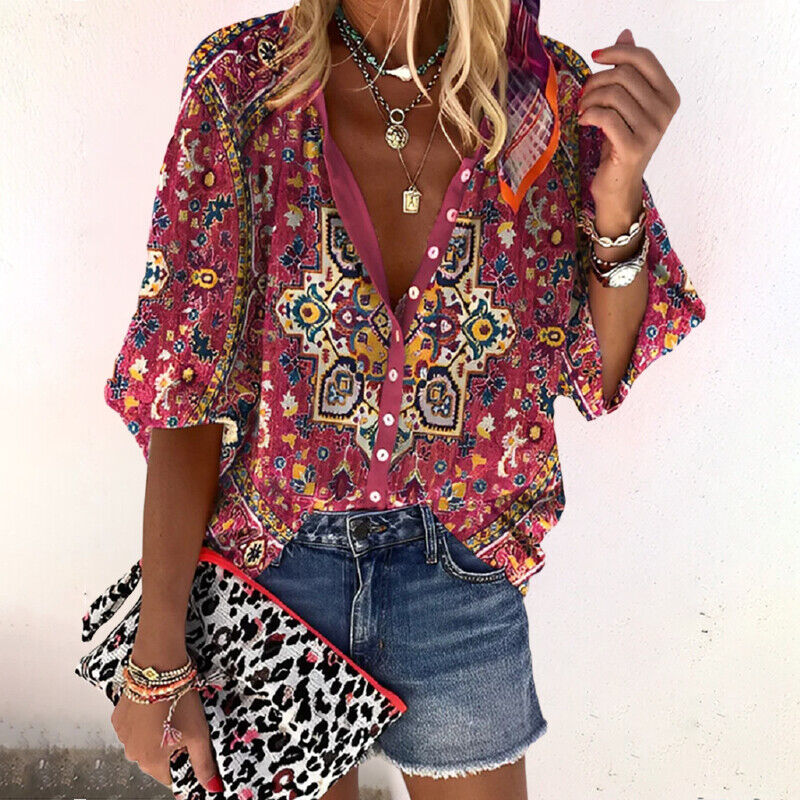 Floral print blouse side profile relaxed fit