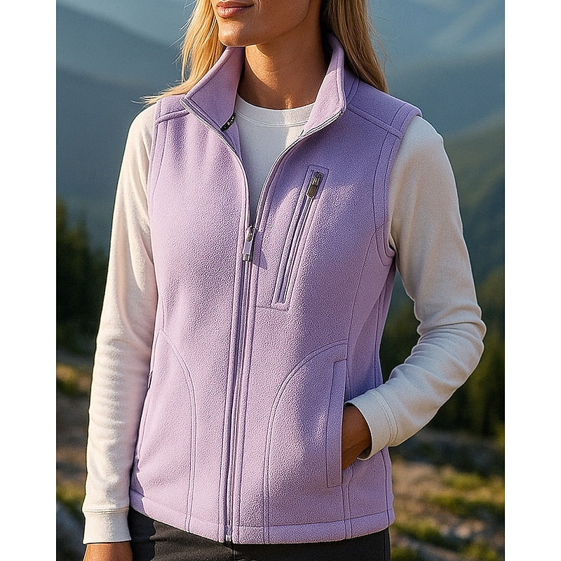 Cozy Zip-Up Vest Top with Stand Collar