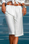 High waist pleated bermuda shorts, front view