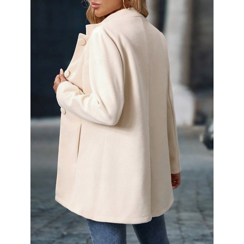 Apricot single-breasted stand collar Coat
