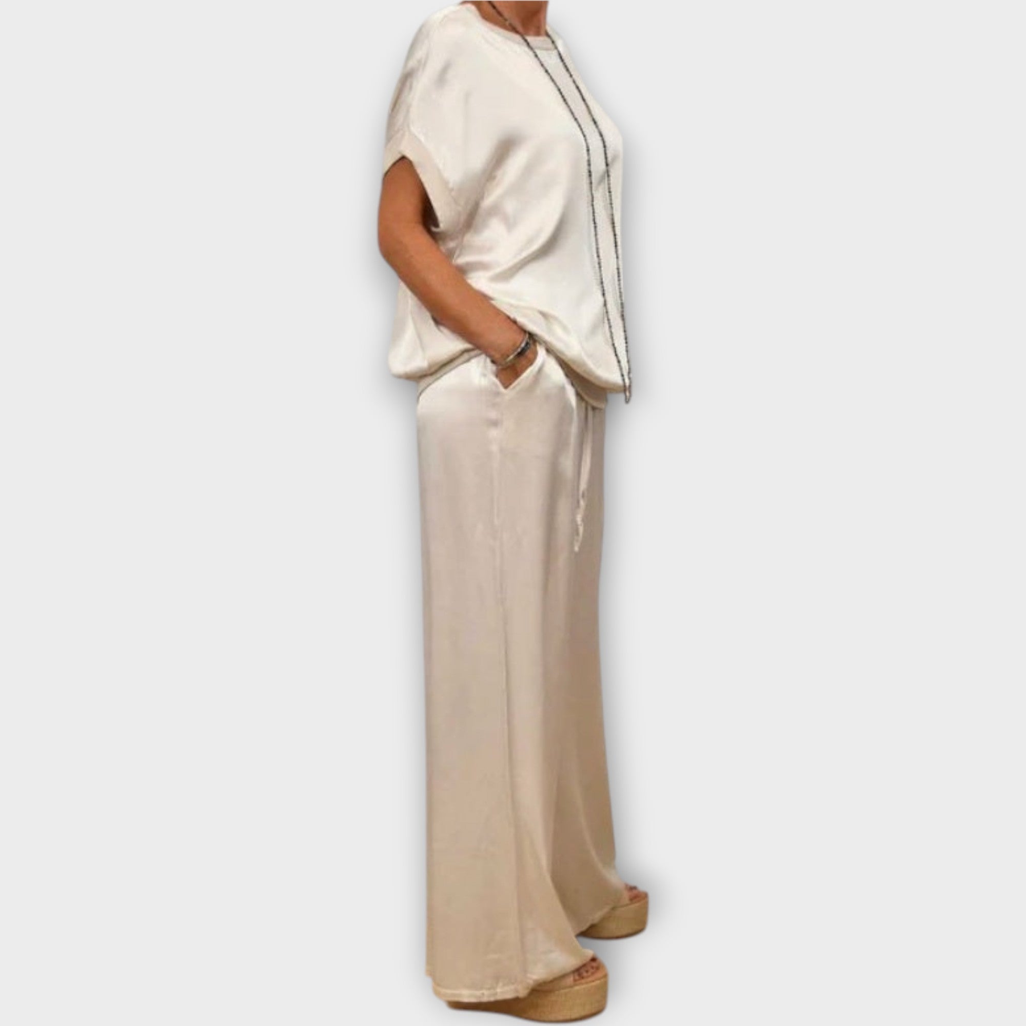 Satin Two-Piece Co-ord Set — worn on model