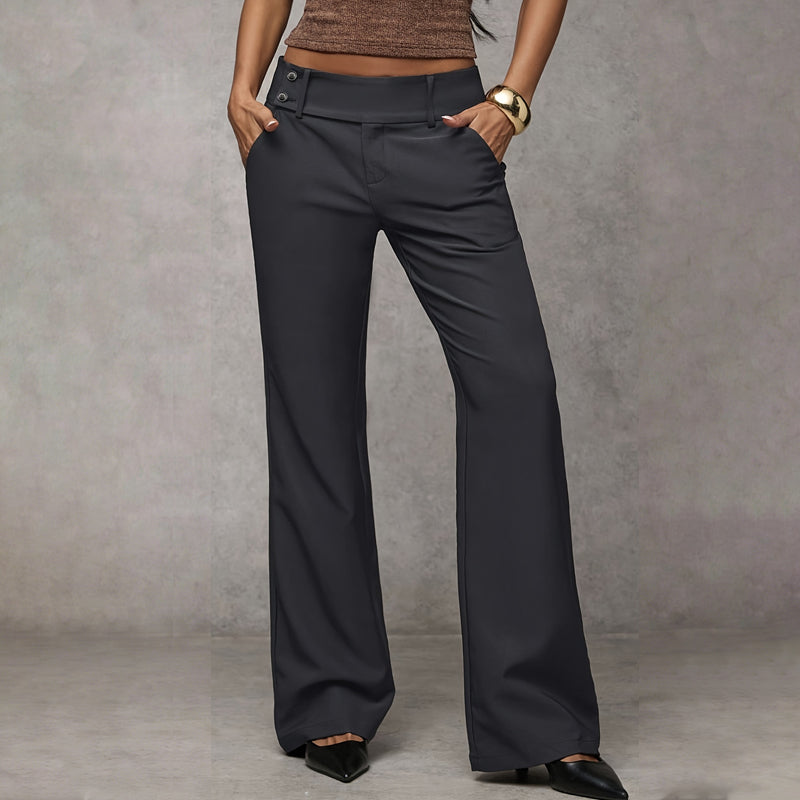 Wide leg flowing trousers close-up of waist and drape