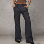 Wide leg flowing trousers close-up of waist and drape