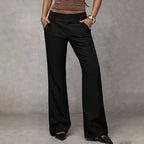 Smart casual wide leg flared trousers, side profile view