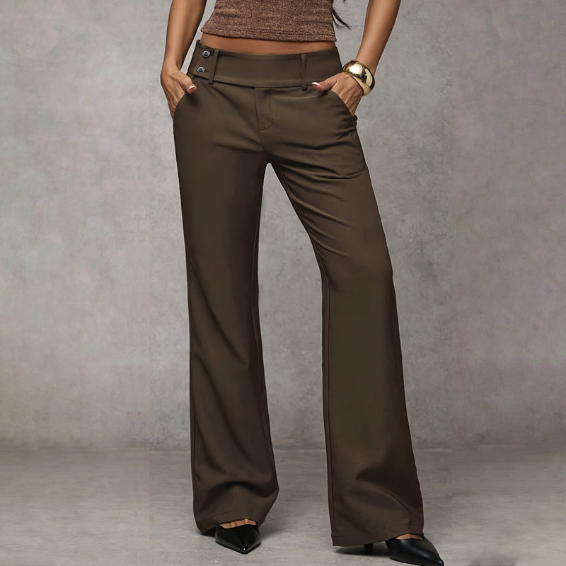 Women's high waist flared trousers, three-quarter view