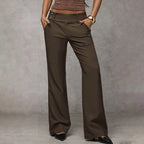 Women's high waist flared trousers, three-quarter view