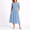 Women's classic stripe midi dress relaxed silhouette | Alba Muse