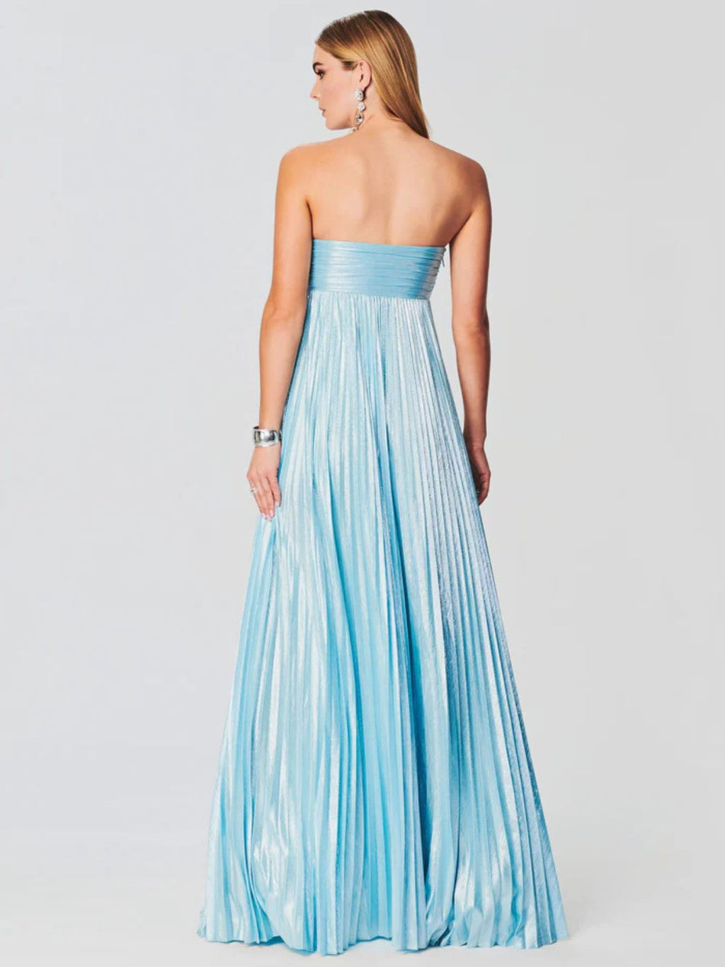 Strapless Twisted Bodice Wedding Guest Dress – Leg-Split Maxi Gown