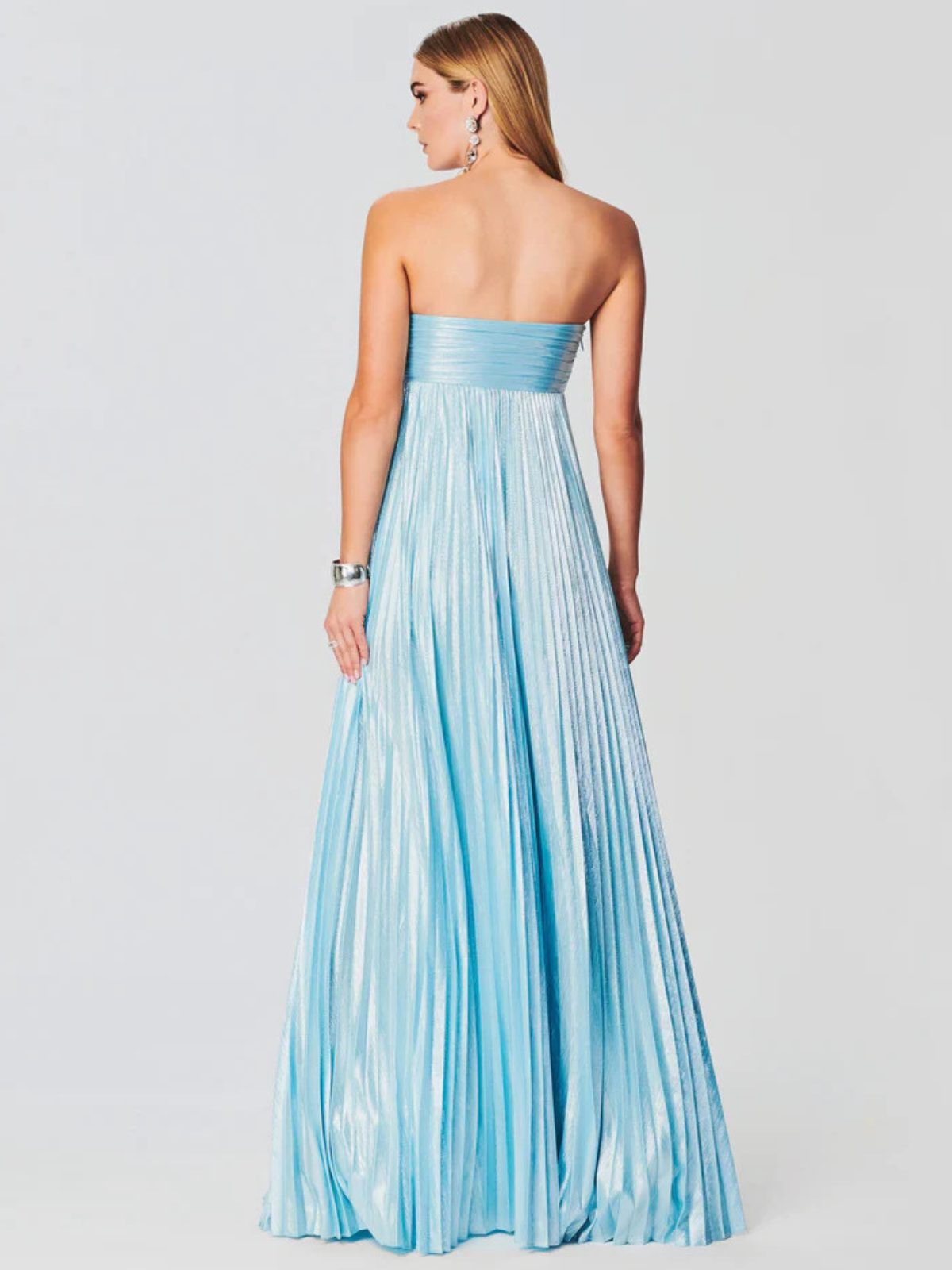 Strapless Twisted Bodice Wedding Guest Dress – Leg-Split Maxi Gown