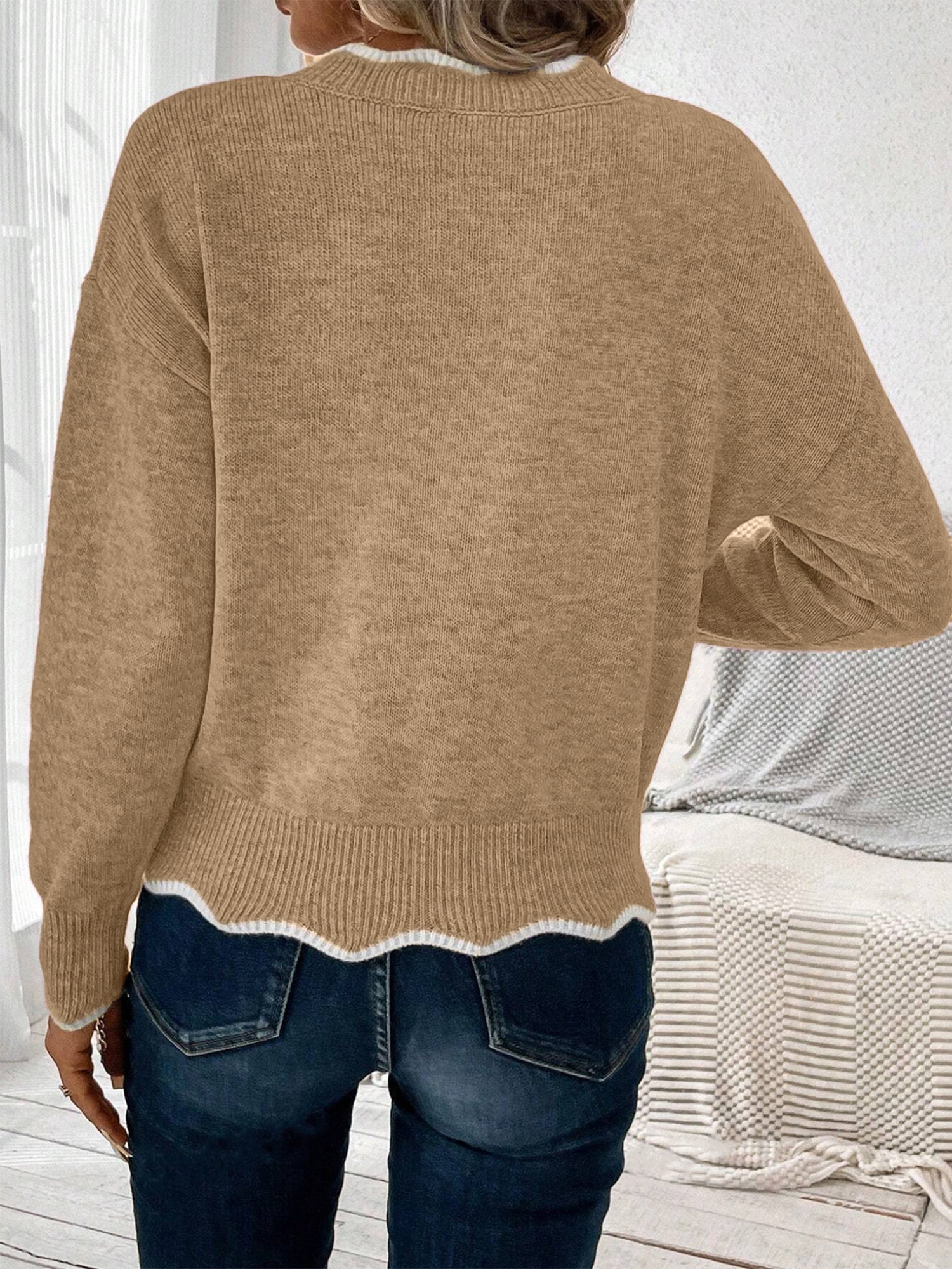 Light Blue Notch V-Neck Jumper
