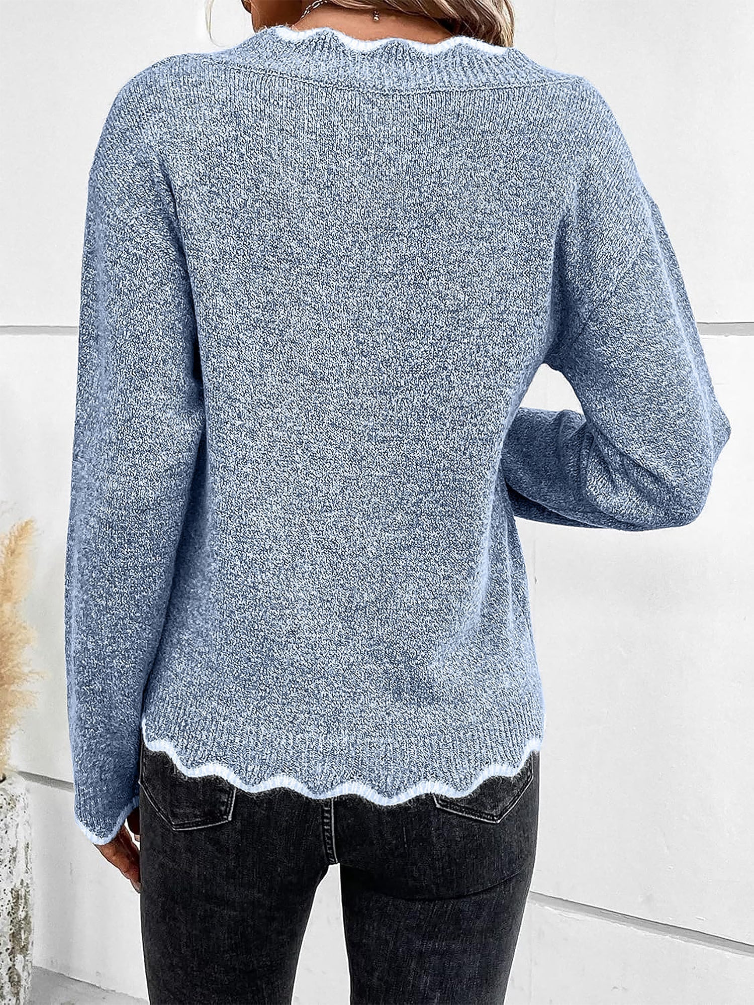 Light Blue Notch V-Neck Jumper