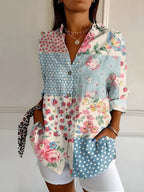 Women's relaxed fit floral blouse breathable fabric summer style