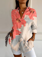 Women's floral print top in multiple whimsical patterns