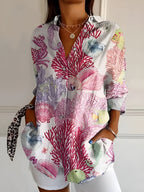 Women's artistic print blouse casual everyday women's top
