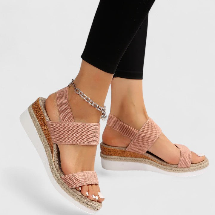 Pink orthopaedic espadrille platform sandals – women's arch support open toe