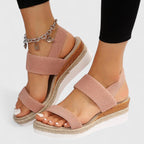 Pink orthopaedic espadrille platform sandals – women's arch support open toe