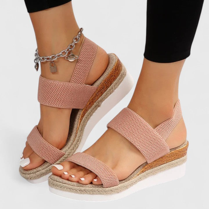 Pink orthopaedic espadrille platform sandals – women's arch support open toe