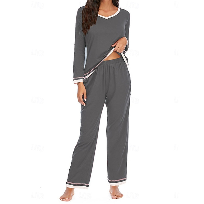 Wine relaxed V-neck Loungewear Set