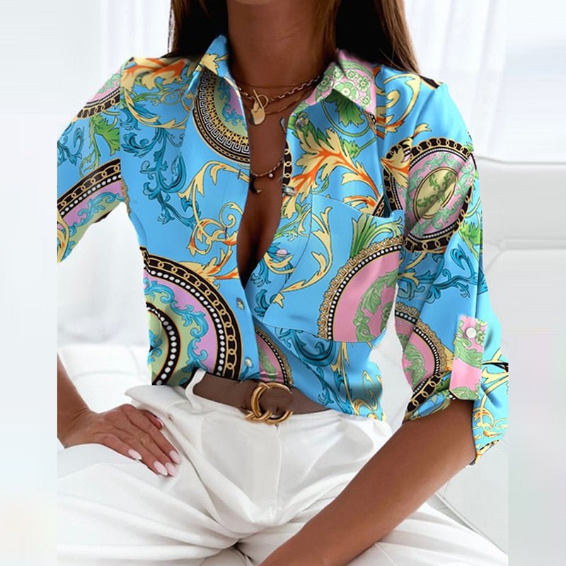 Women's Classic Structured Collar Blouse close-up - Versatile Smart-Casual Blouse