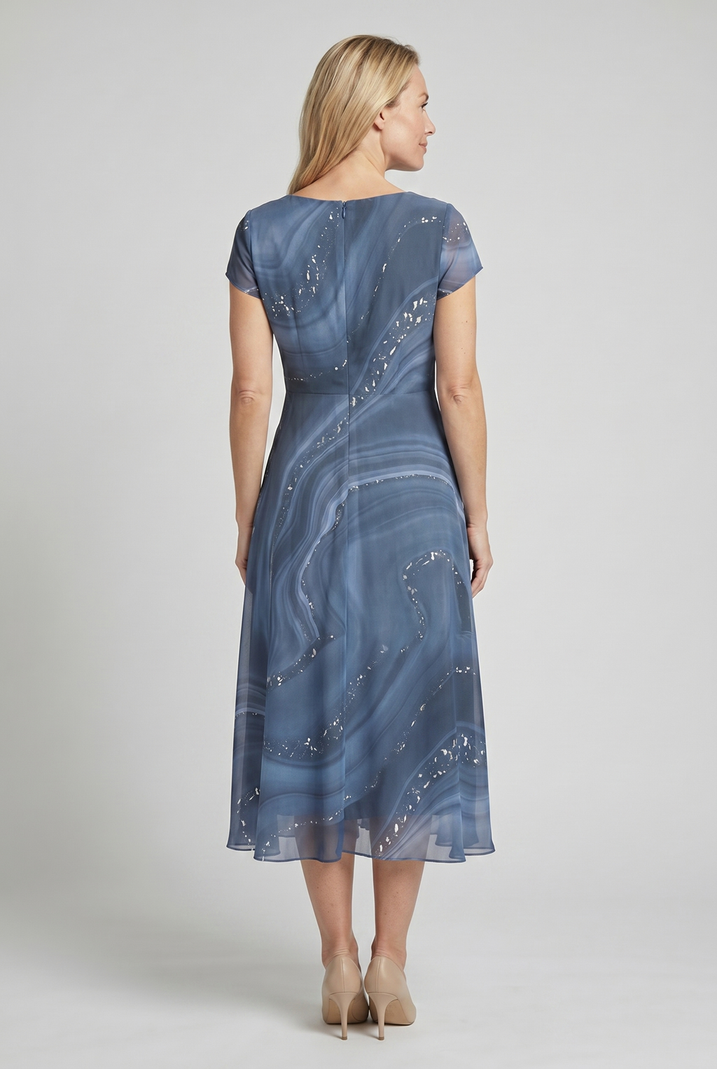 Abstract Print Midi Dress in Blue | Alba Muse