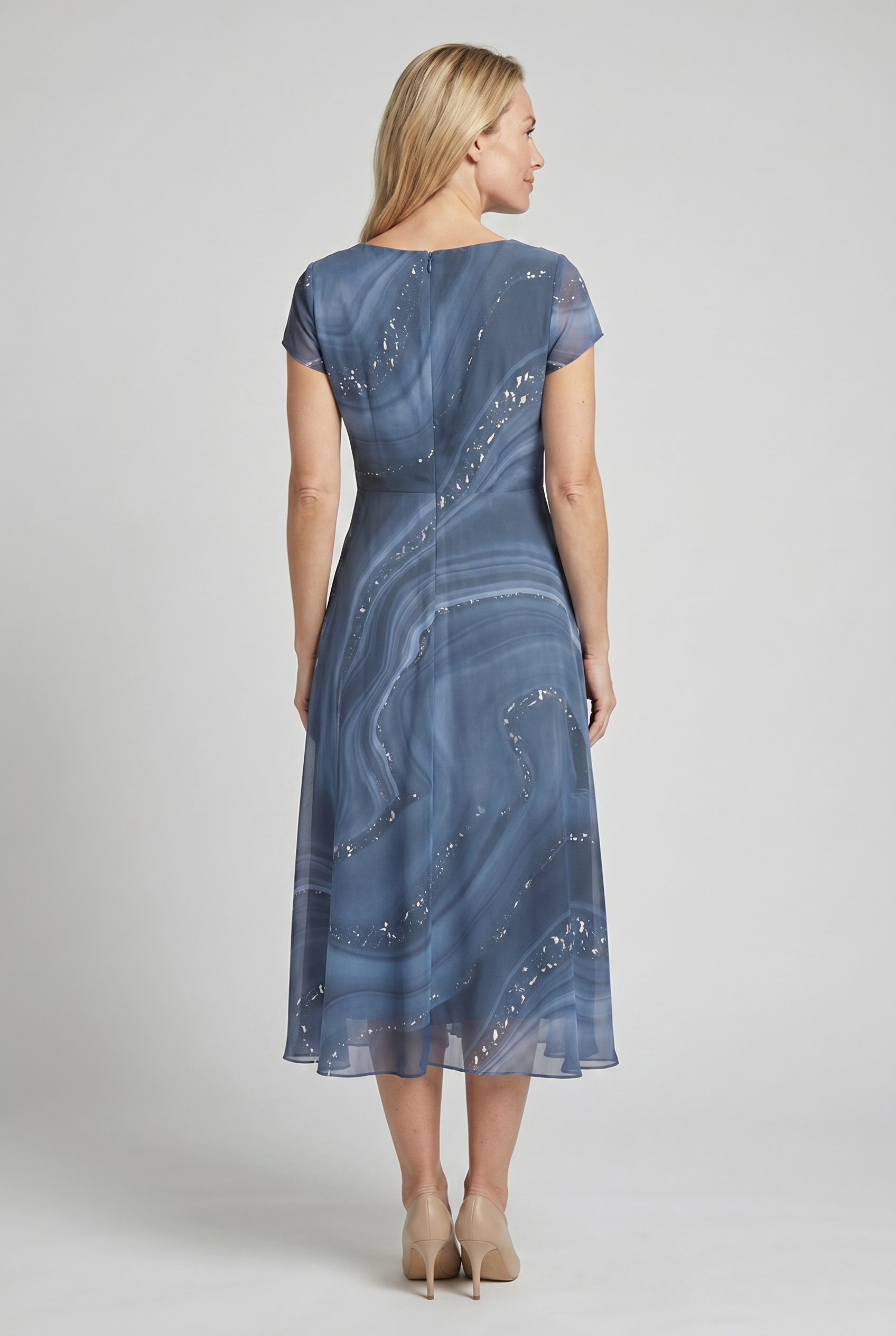 Abstract Print Midi Dress in Blue | Alba Muse