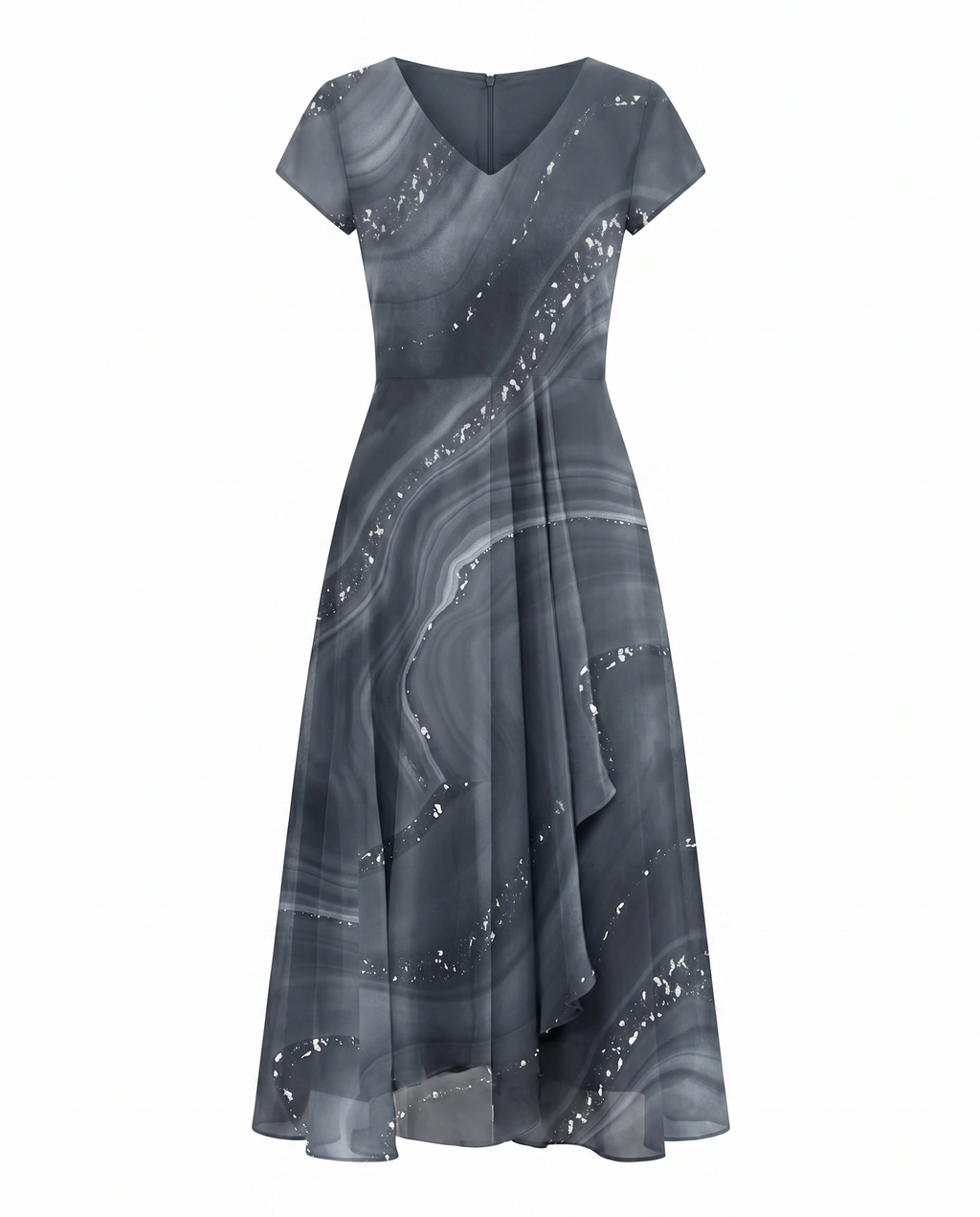 Abstract Print Midi Dress in Dark Blue | Alba Muse