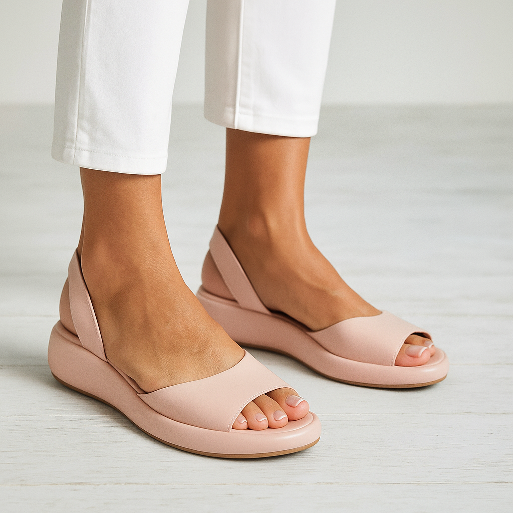 Women's open-toe slingback flat sandals front view
