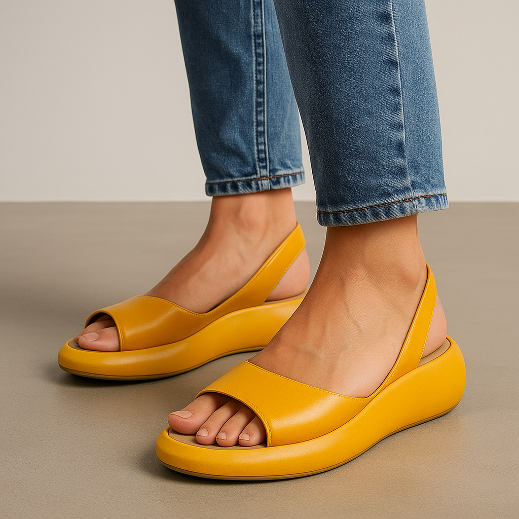 Flat slingback sandals top-down view